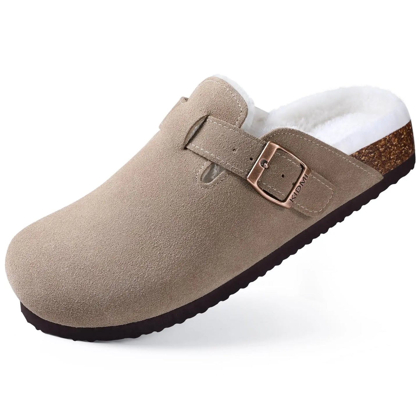 Leren Slippers voor Dames met Kurksok