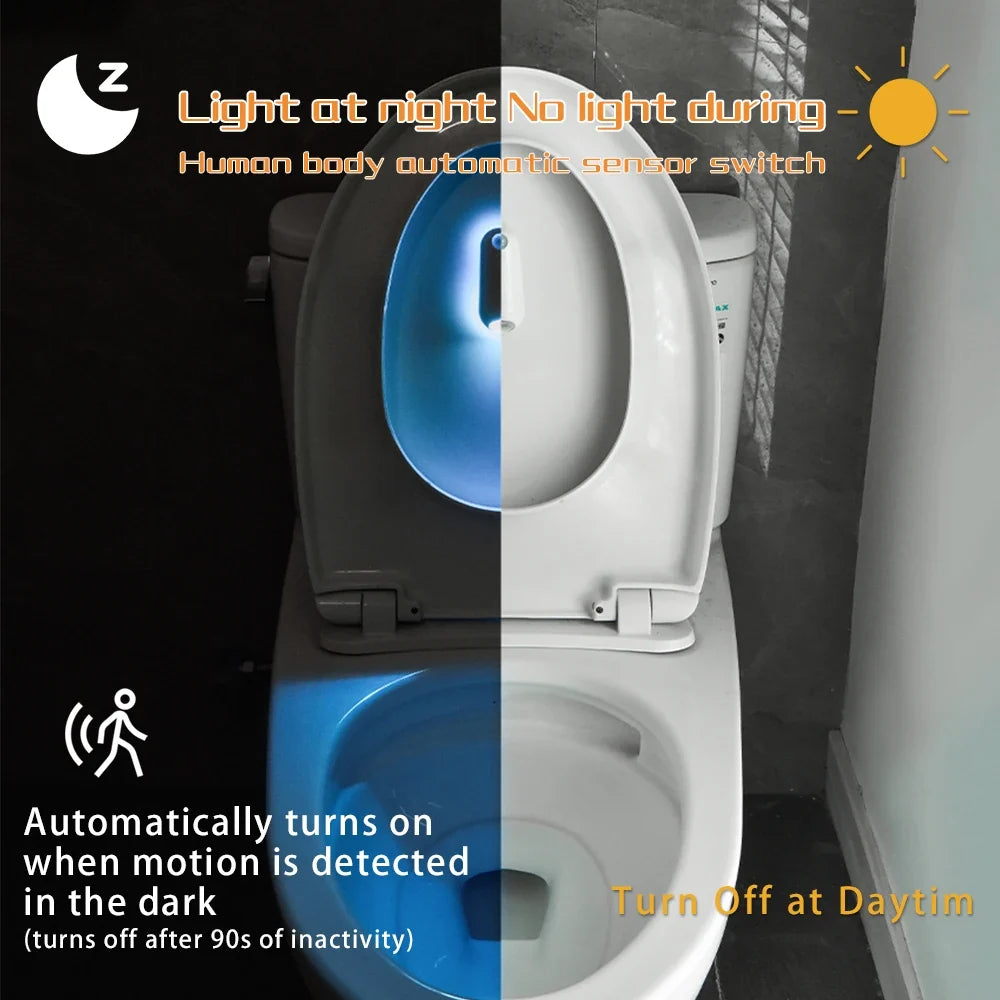 Toilet Nachtlampje Met Bewegingssensor RGB 7 Kleuren Oplaadbaar Waterdicht IPX3