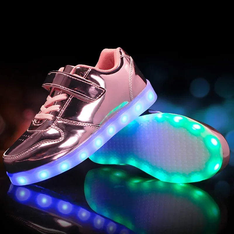LED Kinderschoenen Sneakers Synthetisch Rubber Roze Met Licht Speelgoed Schoenen Klittenband Verlichting Kinderen