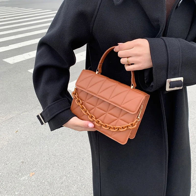 Crossbody Schoudertas Ruitjes Patroon Small Leather Style