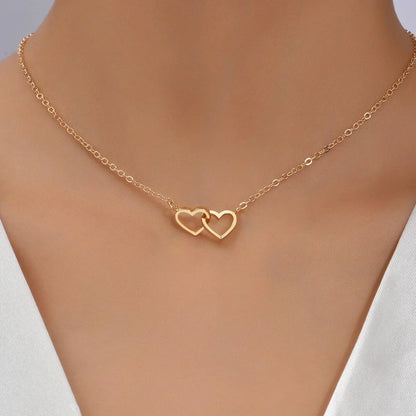 Ketting Hartjes Dubbele Zilverkleurige Halsketting