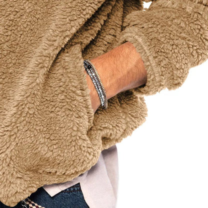 Heren Fleece Jas Warm Gevoerd met Capuchon Zacht