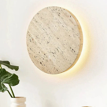 Wandlamp Travertin Rond LED Modern Natuursteen Ø23 Ø30