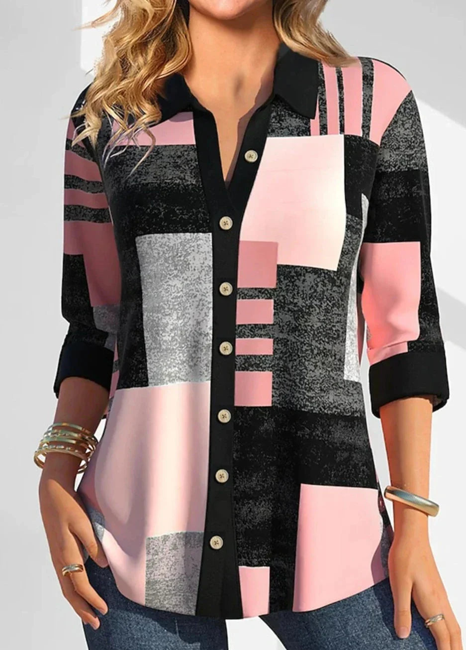 Vrouwelijke Blouse Geruit Casual Dagelijks