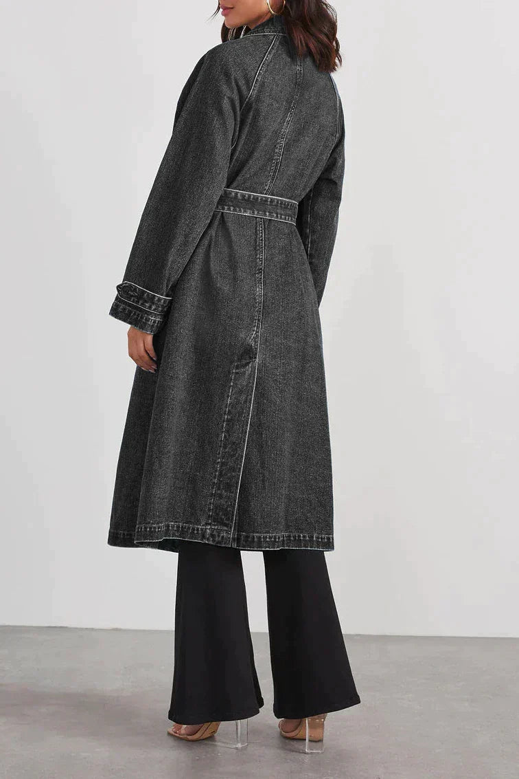 Blauwe Dames Jas Denim Klassiek Model