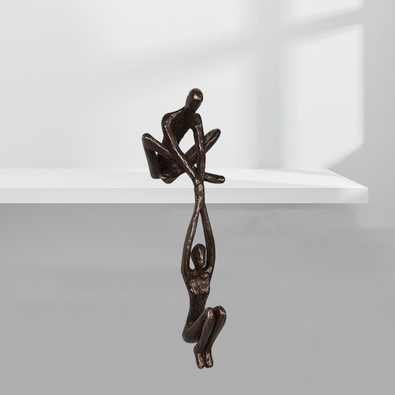Decoratief beeld polystone 20cm zwart woonkamer sculptuur modern kunst beeld liefde verbinding