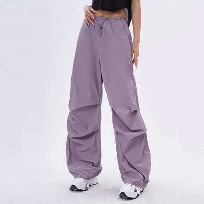 Dames Oversized Broek Zwart Parachute Stijl