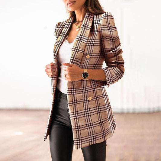 Dames Blazer Geruit Chique Kleding - StudioMarella