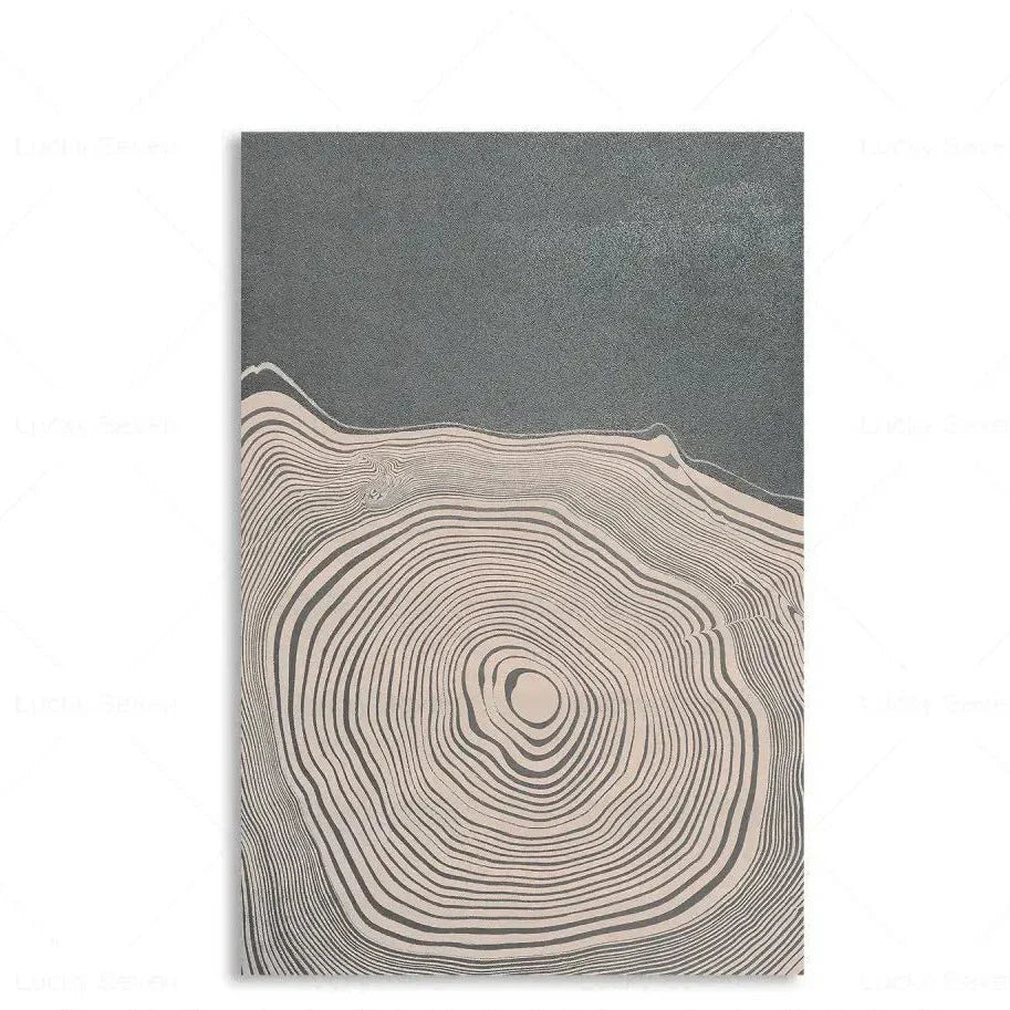 Abstract Canvas Schilderij met Boomringen Patroon - Moderne Wanddecoratie - Natuurlijke Kunst voor Woonkamer en Slaapkamer
