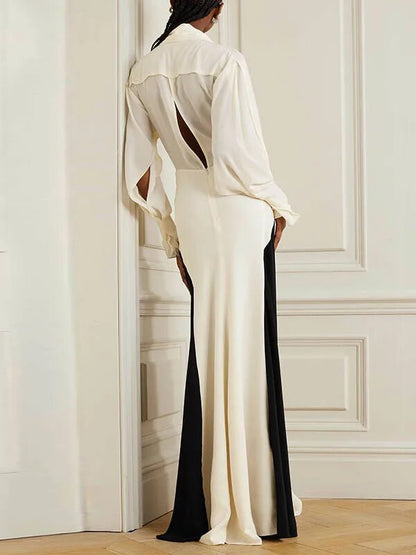 Jurk Dames Slim Fit Met Contrasterende Strepen
