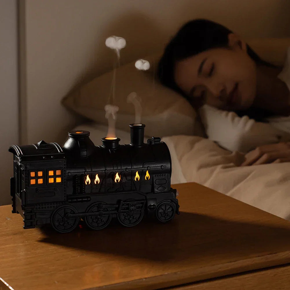 Ultrasone Luchtbevochtiger Treinvorm – Stille Luchtverfrisser voor Slaapkamer – Compacte Mistverstuiver met LED – Draagbare Nevel Maker – Decoratieve Luchtbevochtiging