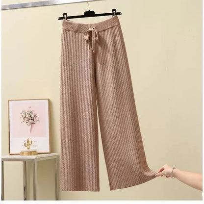 Dames Oversized Broek Zwart Gebreide Jogbroek