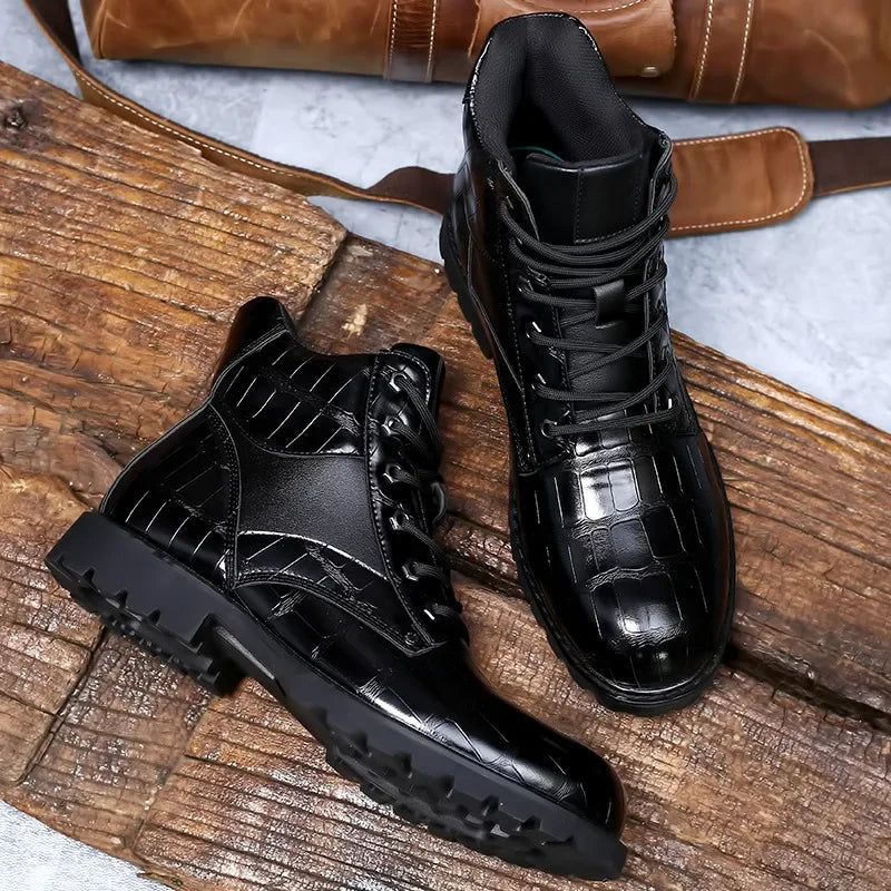 Herenlaarzen Leer Croco Design Luxe Stijl