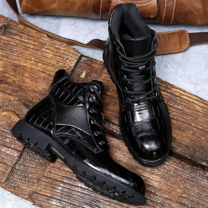 Herenlaarzen Leer Croco Design Luxe Stijl