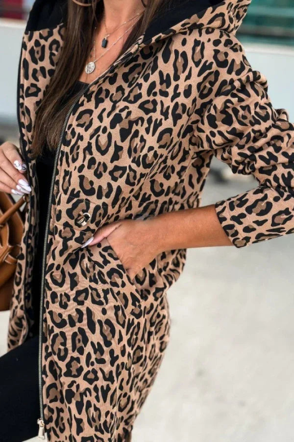 Dames Trenchcoat Kort Luipaardprint Coat Fashion - StudioMarella