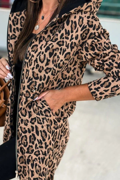Dames Trenchcoat Kort Luipaardprint Coat Fashion - StudioMarella