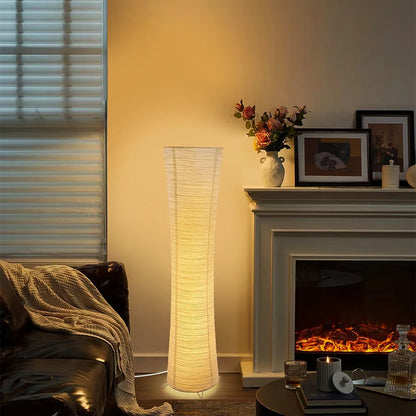 Vloerlamp Papier Japandi Cilinder Staande Lamp Warm Licht Minimalistisch