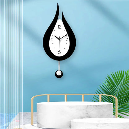 Acryl Slinger Wandklok met Stil Uurwerk – Moderne Waterdruppelvorm in Metaal voor Woonkamer en Slaapkamer