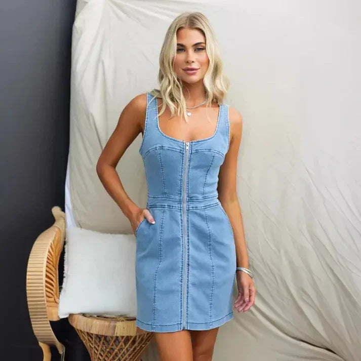 Vrouwelijke Denim Jurk Casual Korte Stijl