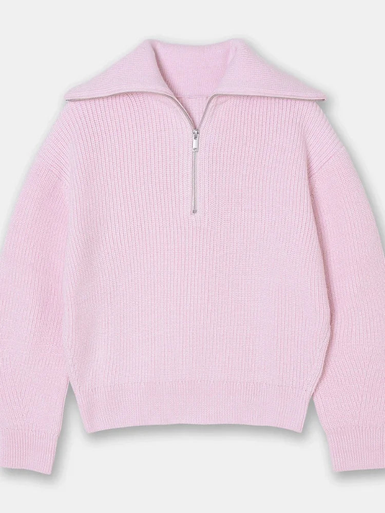 Dames Trui Wijd Met Turtleneck En Gestreepte Details