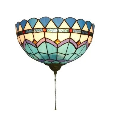 Tiffany Wandlamp Glas E27 Retro Blauw Woonkamer Slaapkamer Gang LED Wandverlichting Pastorale Stijl Eetkamer Studeerkamer