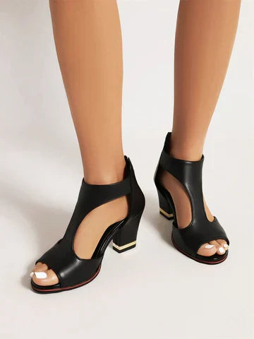 Dames Sandalen met Hak Kunstleer Zwart Roze Wit Rood Beige Brede Maten