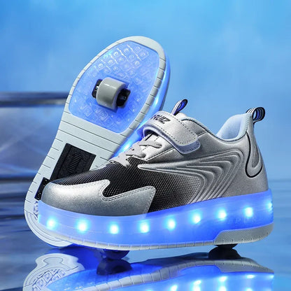 LED Wieltjeschoenen Kinderen Synthetisch Roze met Verlichting Rolschoenen Sneakers met Wielen voor Buitenspelen