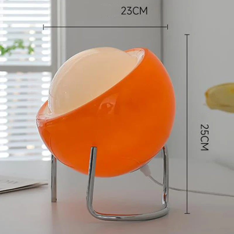 Glazen Bolvormige Tafellamp LED Oranje Retro Slaapkamer Woonkamer Nachtkastje Bureaulamp Bauhaus Nordic Sfeerverlichting Decoratief
