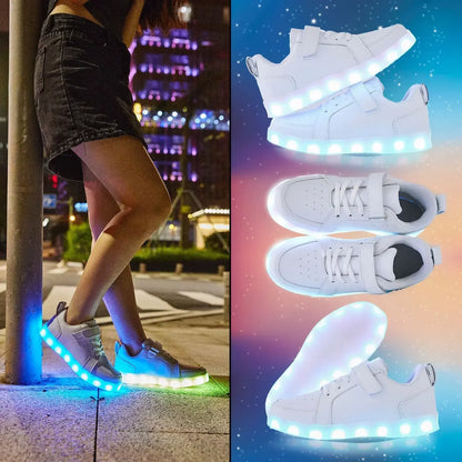LED Kinderschoenen Sneakers Synthetisch Rubber Roze Met Licht Speelgoed Schoenen Klittenband Verlichting Kinderen