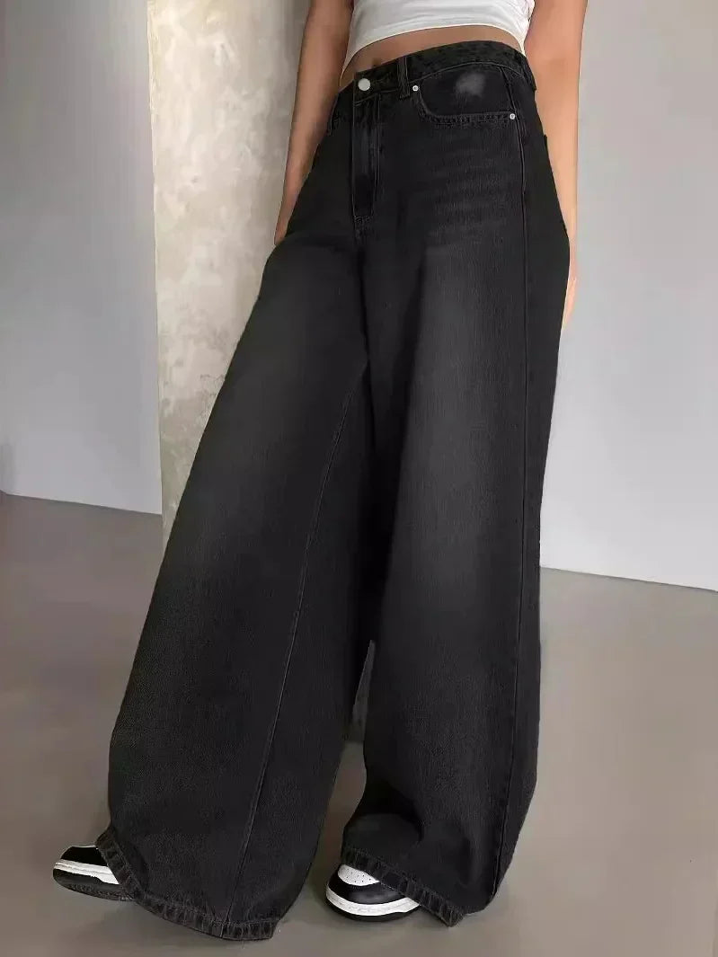 Dames High Waist Jeans Oversized Grijze Zwart Blauwe Kleuren - StudioMarella