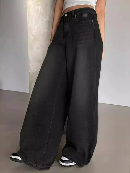 Dames High Waist Jeans Oversized Grijze Zwart Blauwe Kleuren - StudioMarella