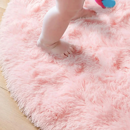 Vloerkleed Kinderkamer Rond Fluffy Zacht 160cm Shaggy Tapijt