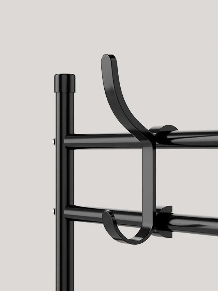 Schoenenrek Met Kapstok Zwart 5 Lagen Staal Hal Organizer