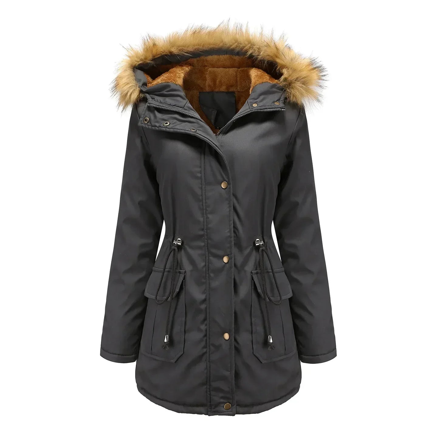 Waterdichte Parka Lange Warmte Kunstbont Jas