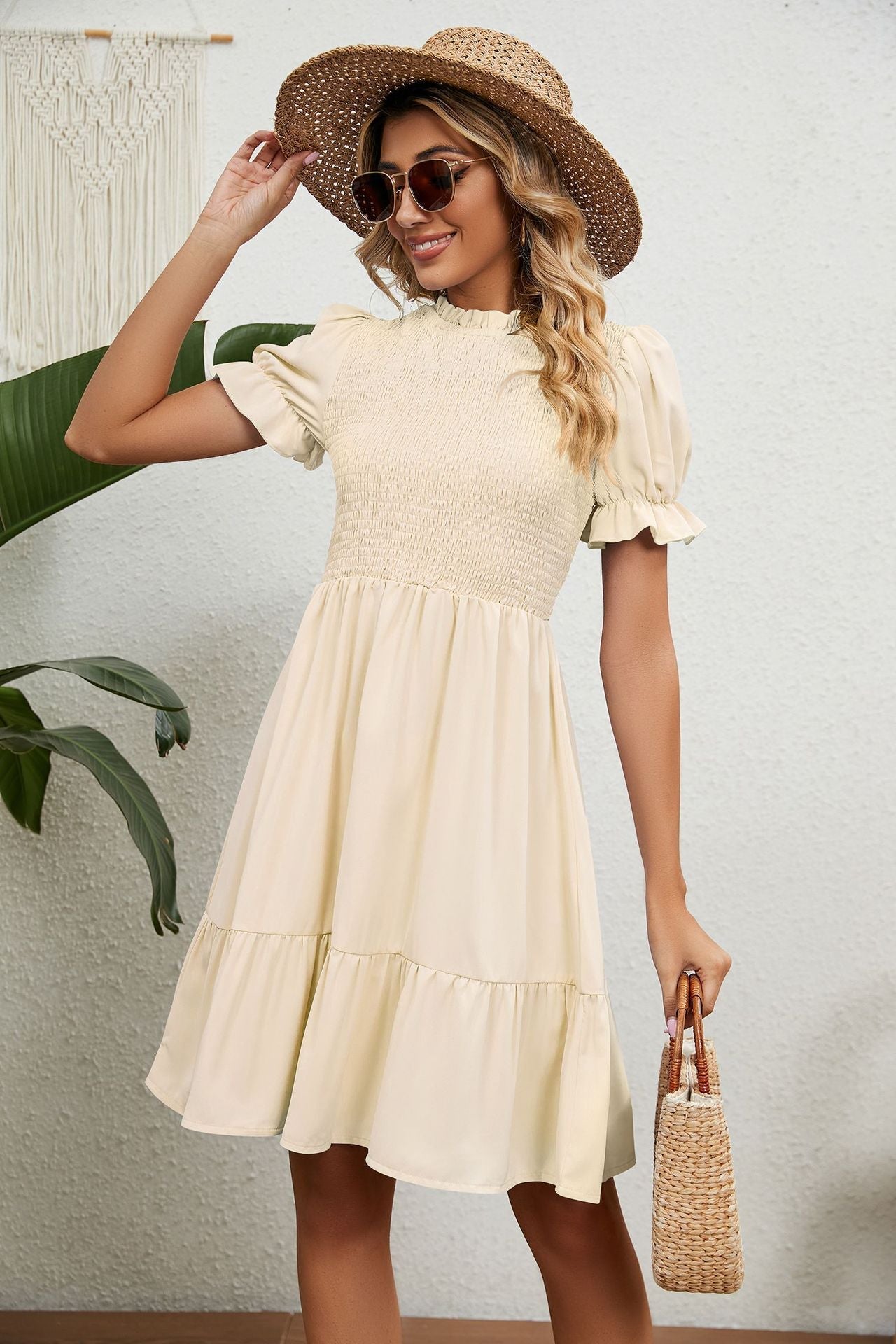 Zomerjurk Beige met Franjes Vrouwelijk Lentejurk - StudioMarella