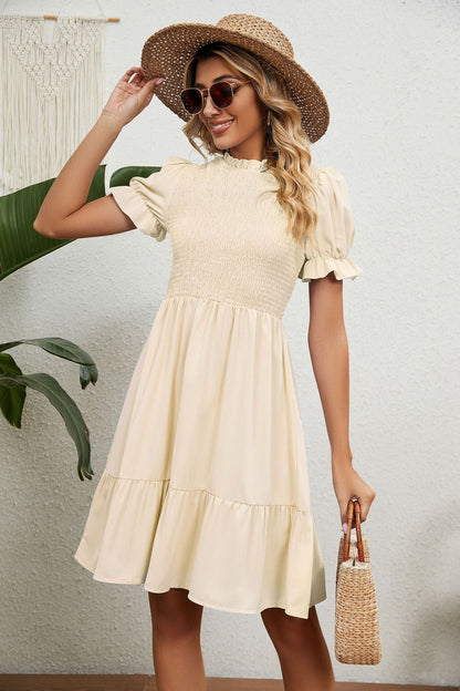 Zomerjurk Beige met Franjes Vrouwelijk Lentejurk - StudioMarella