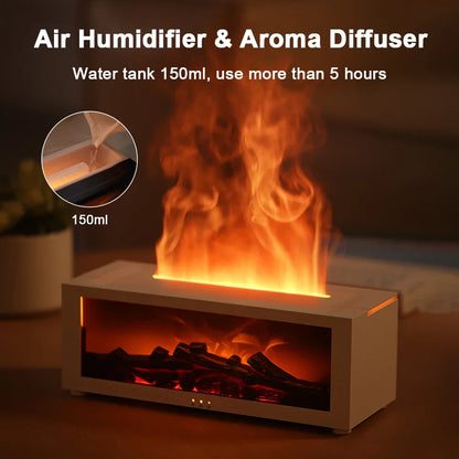 Open Haard Luchtbevochtiger Vlam 150ml 7 Kleuren Aroma Diffuser Afstandsbediening Slaapkamer Woonkamer Geurverspreider Timer