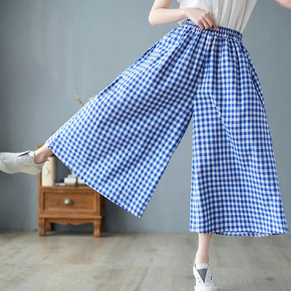 Zomerse Ruitbroek Elegante Vrouwelijke Stijl