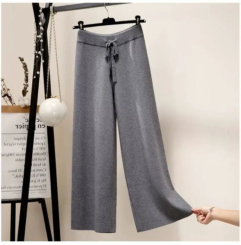 Dames Oversized Broek Zwart Gebreide Jogbroek