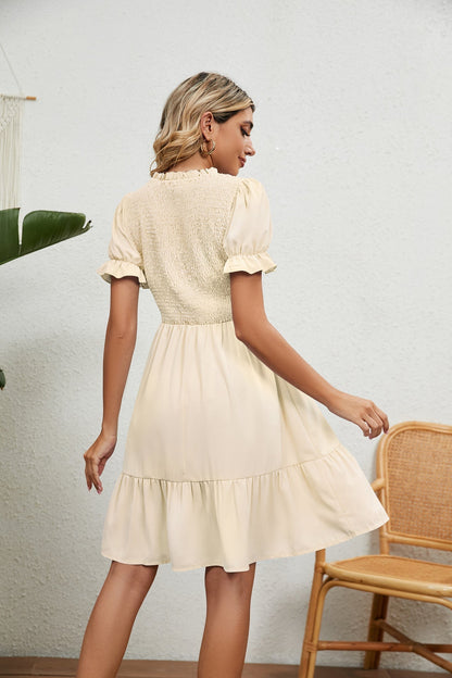 Zomerjurk Beige met Franjes Vrouwelijk Lentejurk