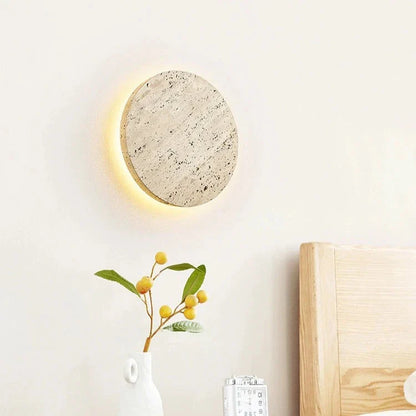 Wandlamp Travertin Rond LED Modern Natuursteen Ø23 Ø30
