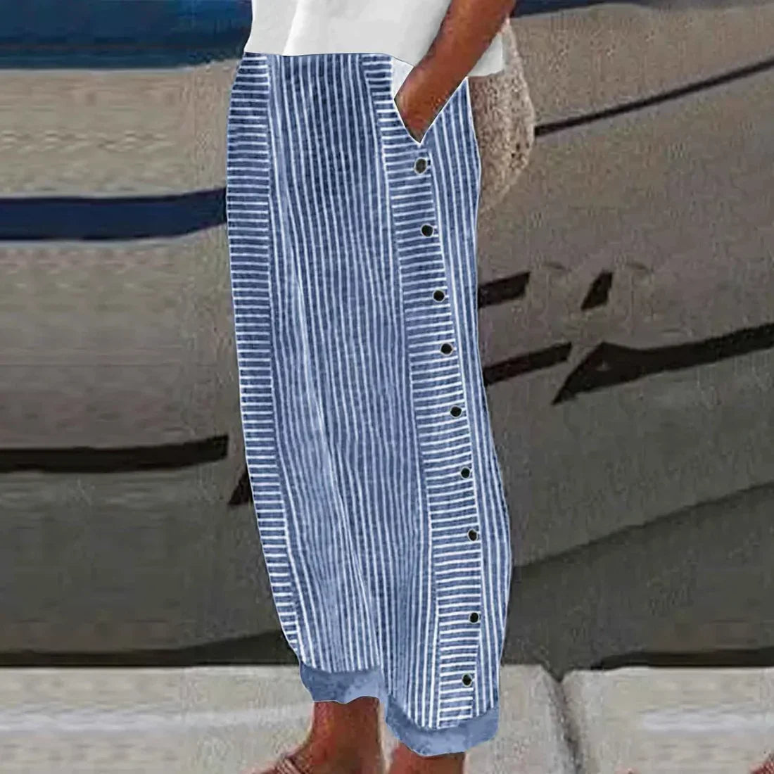 Vrouwelijke Zomerbroek Comfortabele Gestreepte Broek