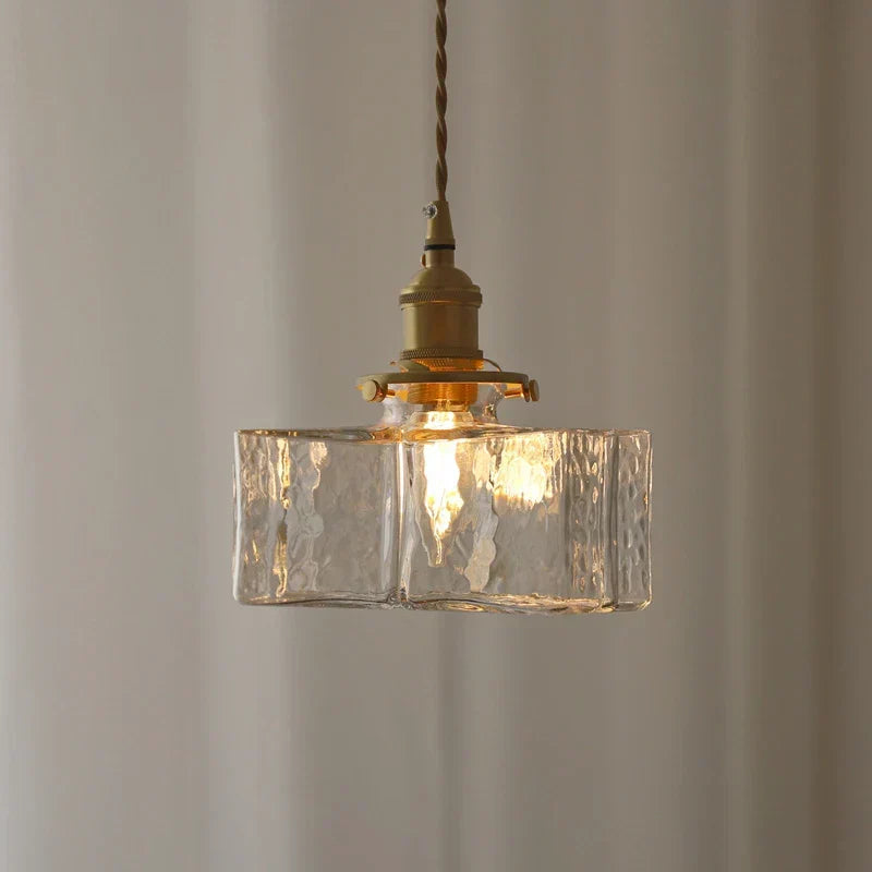 Hanglamp Glas Retro Textuur Vintage Messing E27 Keuken Eiland