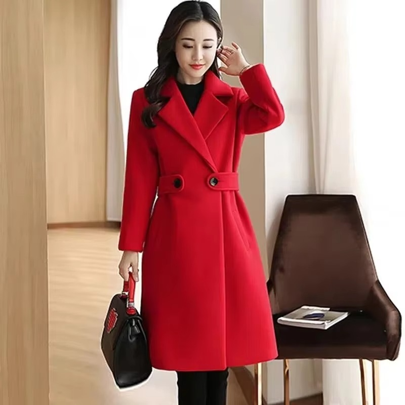 Dames Winterjas Elegance Ceintuur Knopen Warm