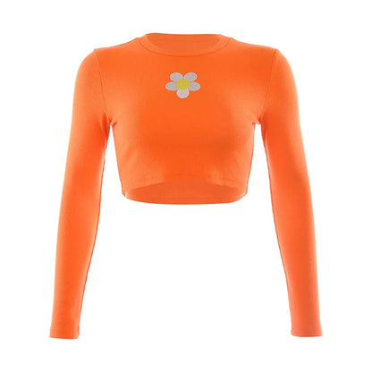 Gebreide Top Dames Oranje Lange Mouwen Casual