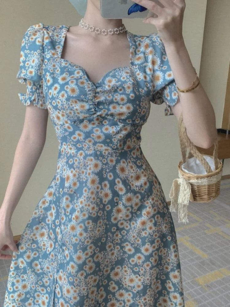 Zomerjurk met Bubbelmouwen Vrouwelijk Chique Model