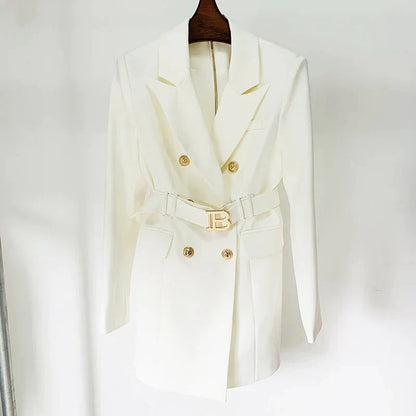 Double-Breasted Blazerjurk voor Dames met Riem
