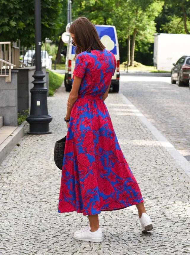 Zomerjurk Bloemenprint Luchtig en Vrouwelijk Model