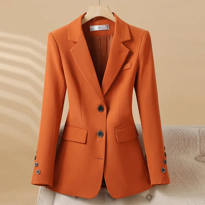 Oranje Enkelrij Blazer Lange Mouwen Dames