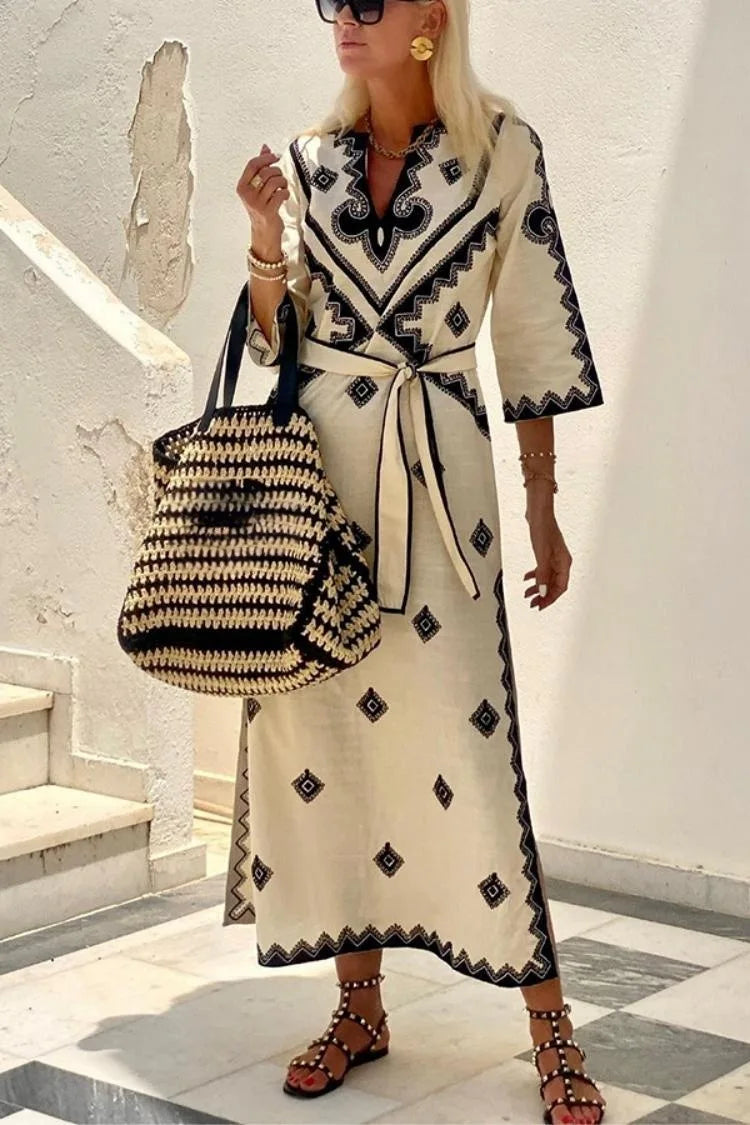 Linnen Jurk Zomerse Vrouwelijke Vintage Look - StudioMarella